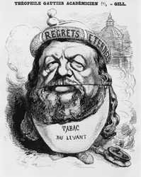 Karikatuur van Theophile Gautier als academicus, illustratie uit 